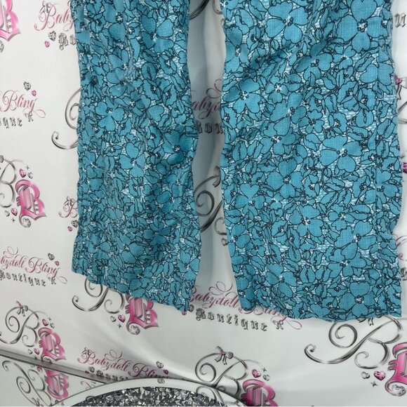 Etcetera pants flowers floral Blue Patterned bottoms pocketed white buttons - Picture 5 of 8